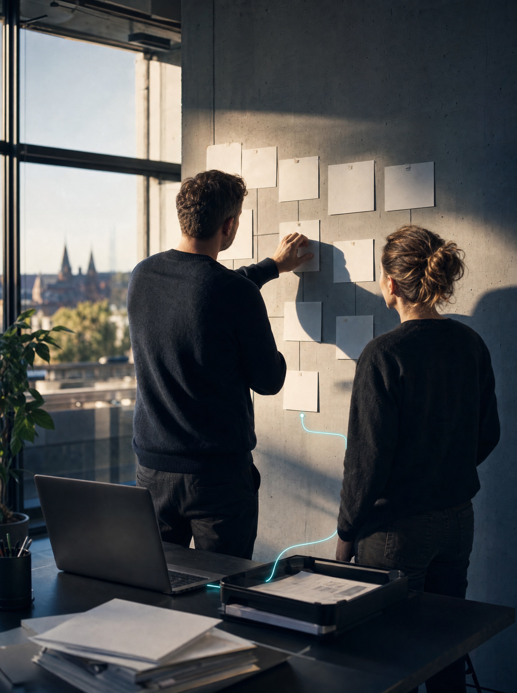 Team betrachtet einen realen Geschäftsprozess in einem Büro